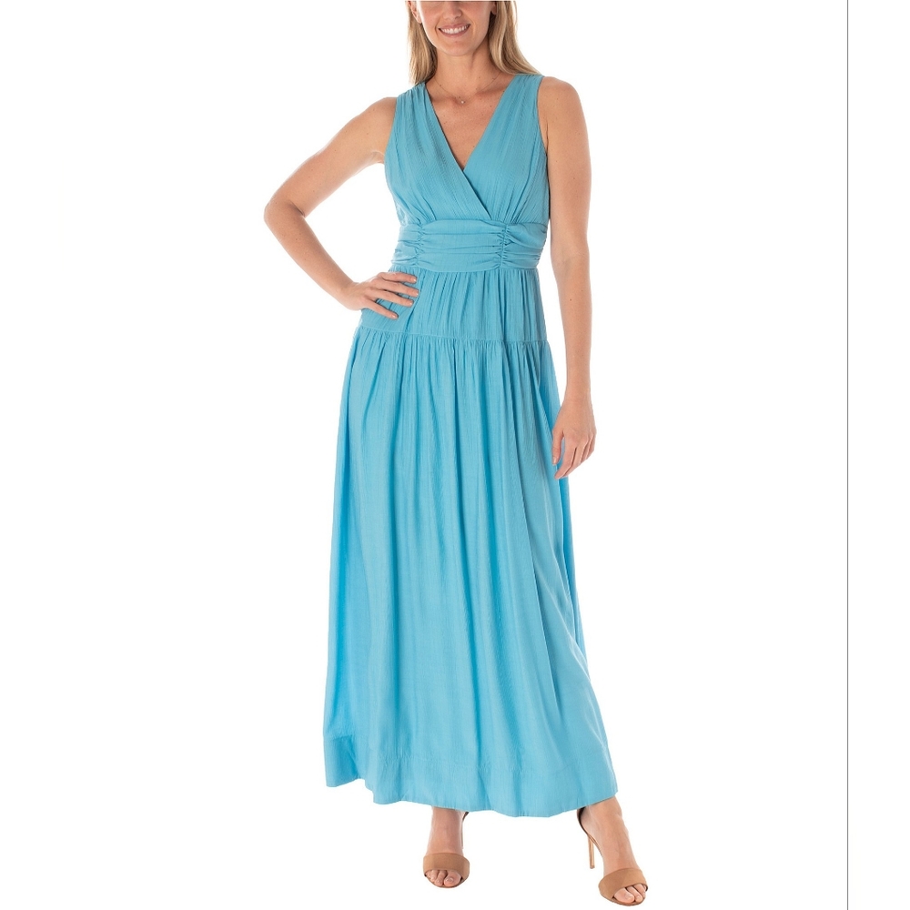 Sleeveless Surplice V-Neck Cummerbund Waist Maxi Dress size 8